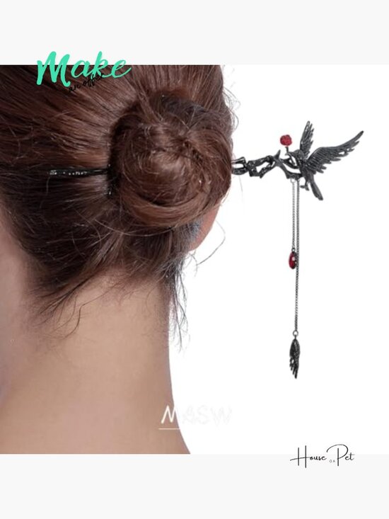Gothic Crow Hairpin for Women, Hair Fixing Accessories, Long Hairpin main image 4